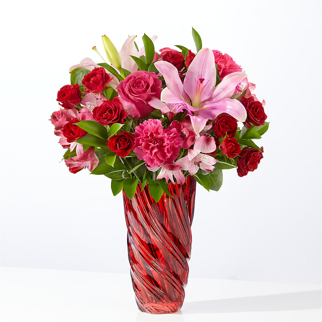 In Love Bouquet with Luxe Swirl Vase – CINDY'S FLOWERS AND GIFTS, Colonia NJ