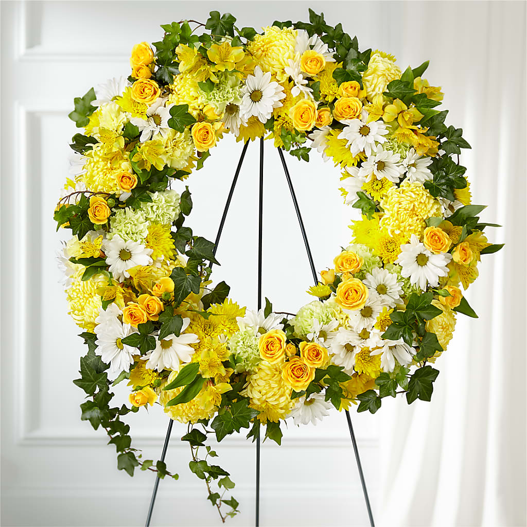 Golden Remembrance Wreath – CINDY'S FLOWERS AND GIFTS, Colonia NJ