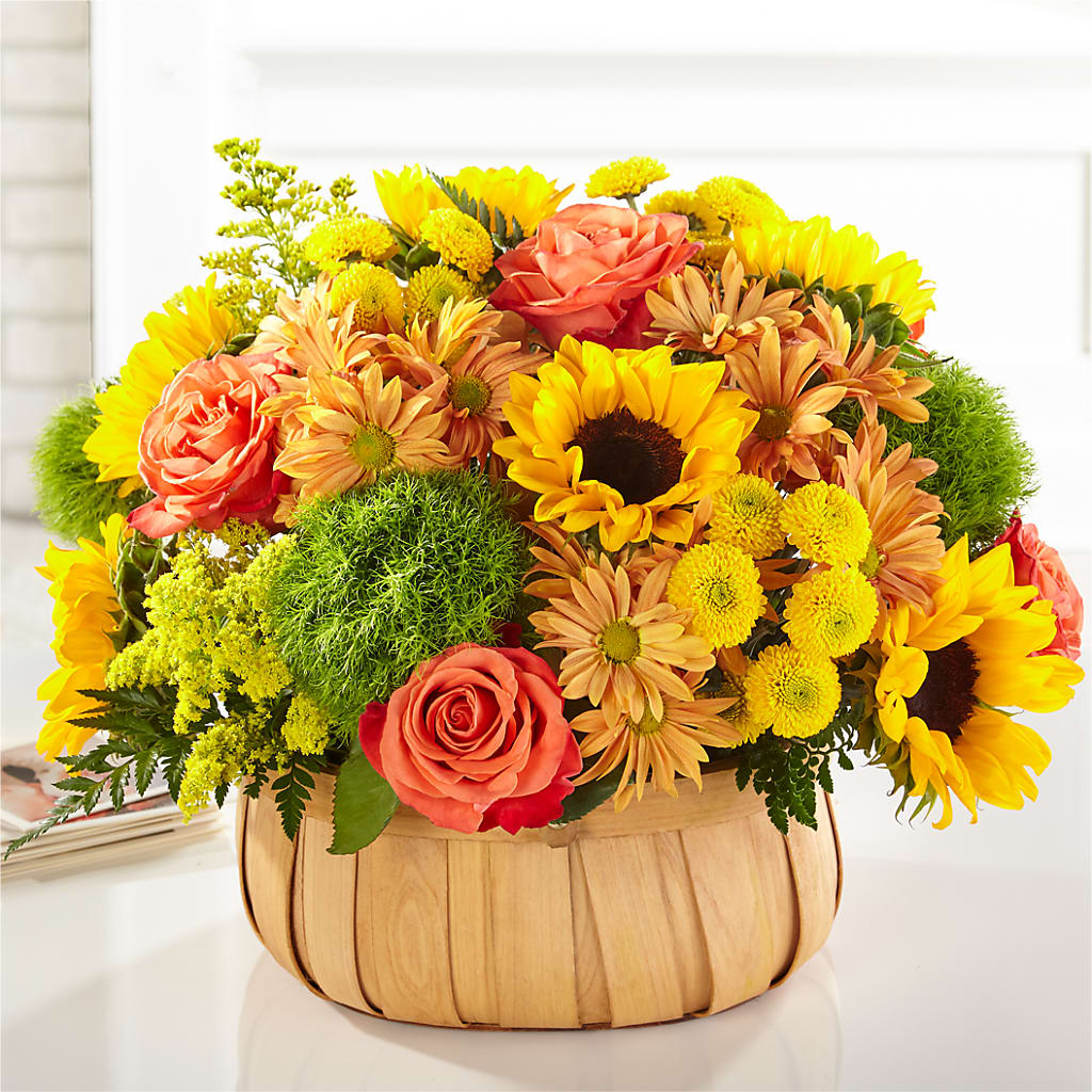 Harvest Sunflower Basket – CINDY'S FLOWERS AND GIFTS, Colonia NJ