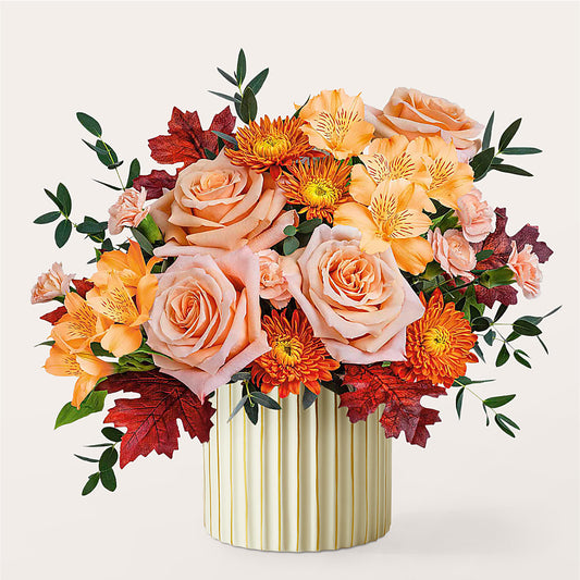 Spiced Latte Bouquet with Ivory Vase – CINDY'S FLOWERS AND GIFTS, Colonia NJ